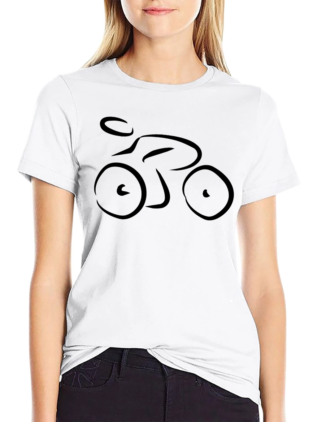 Minimalist Bicycle Rider Graphic Black T-Shirt