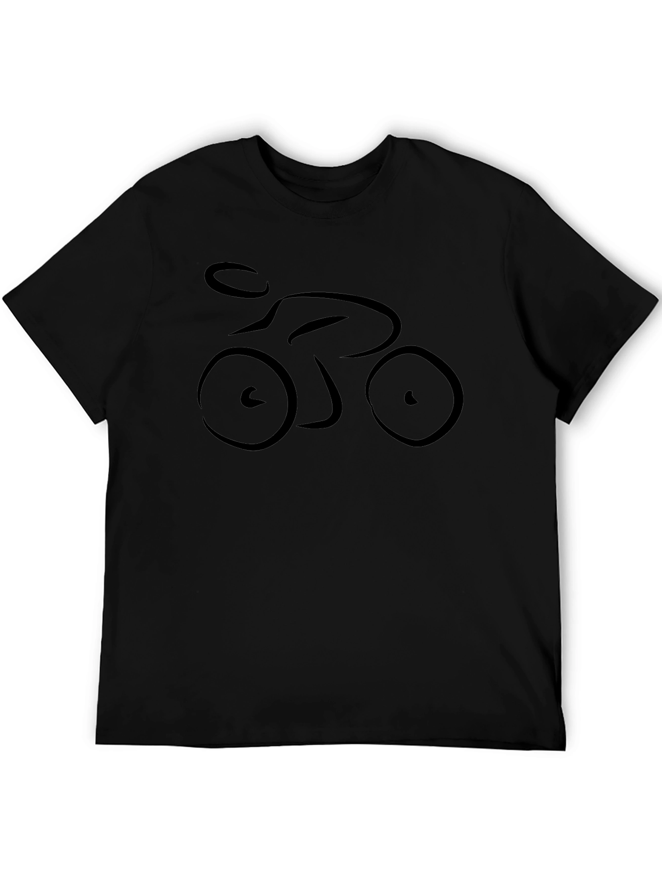 Minimalist Bicycle Rider Graphic Black T-Shirt
