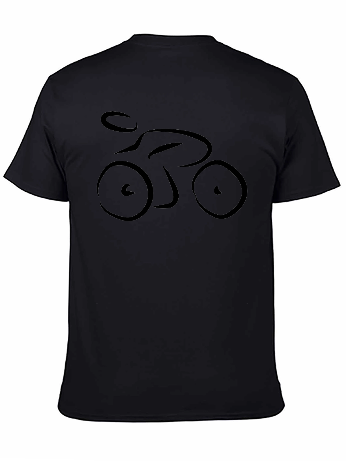 Minimalist Bicycle Rider Graphic Black T-Shirt