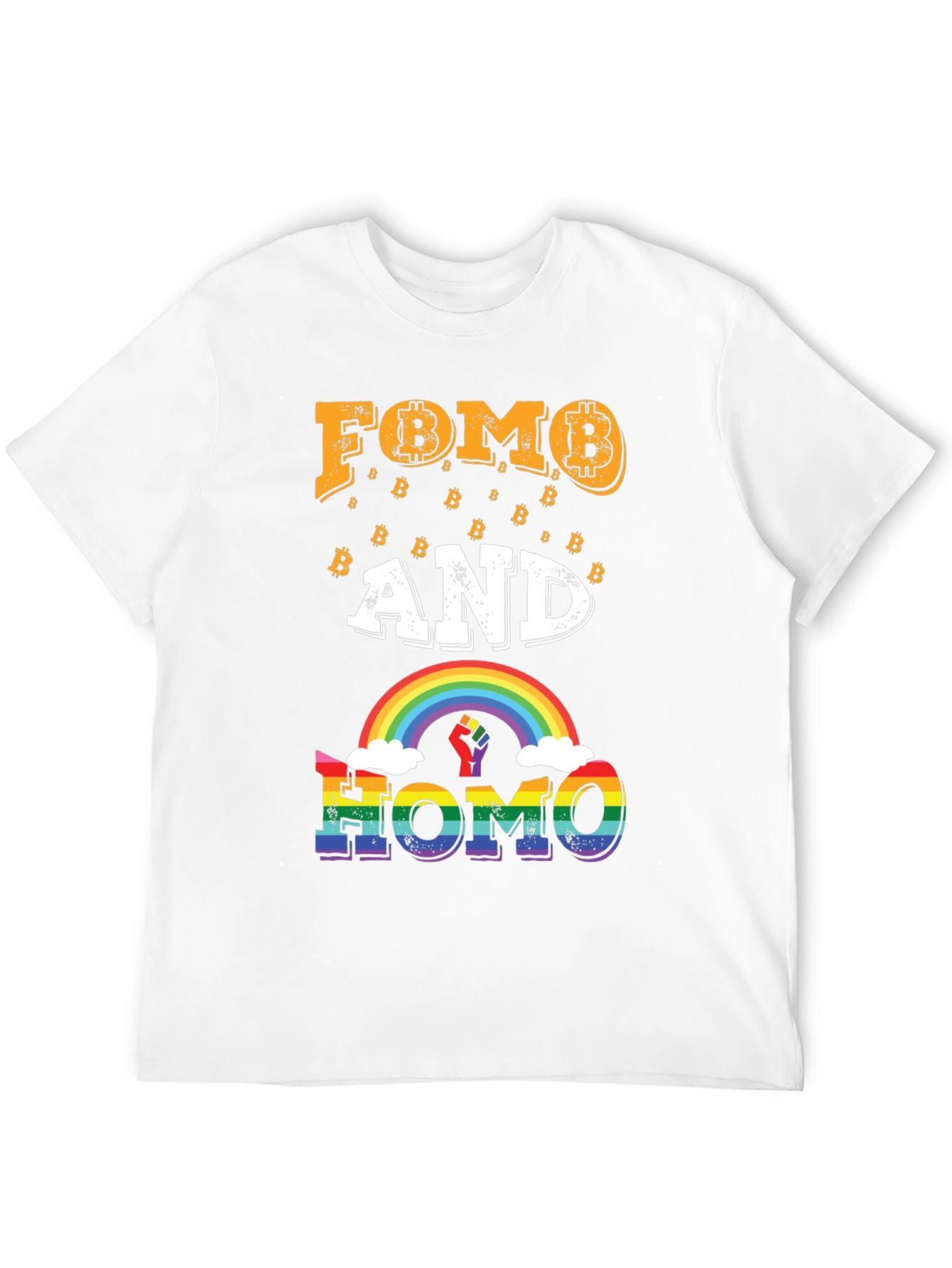 FOMO and HOMO Bitcoin Rainbow Graphic Tee