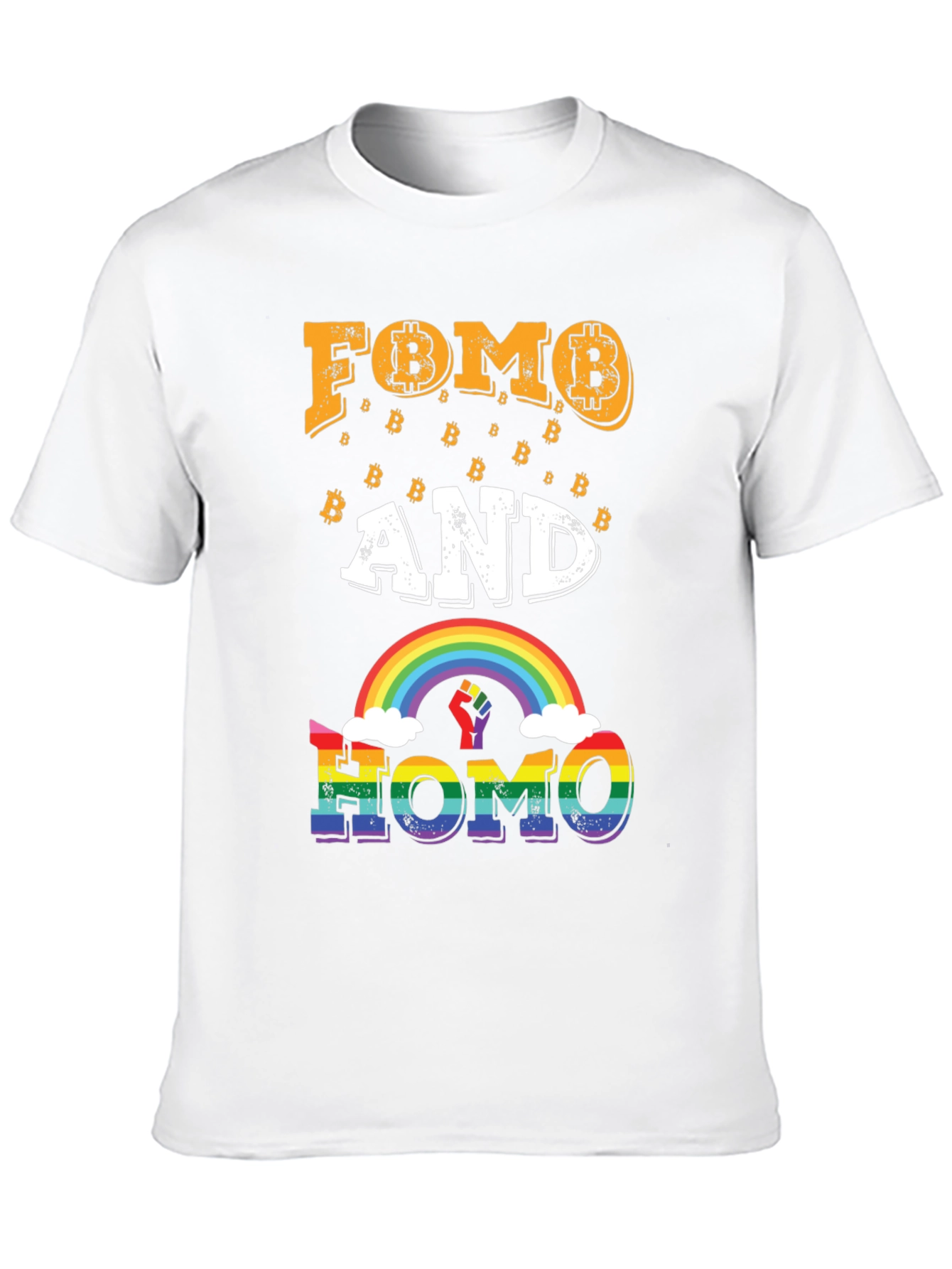 FOMO and HOMO Bitcoin Rainbow Graphic Tee