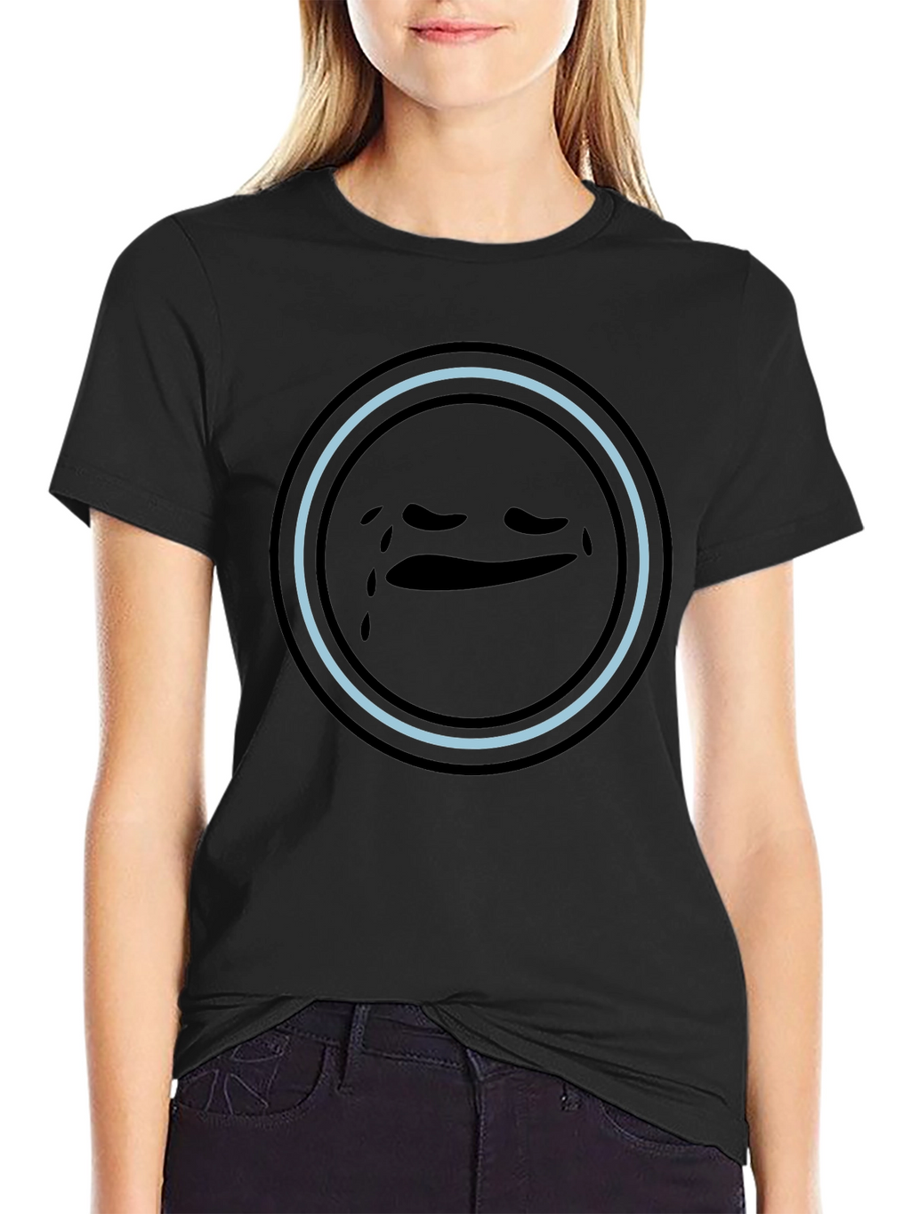 Sad Emoji Graphic Tee - Unisex Black T-Shirt