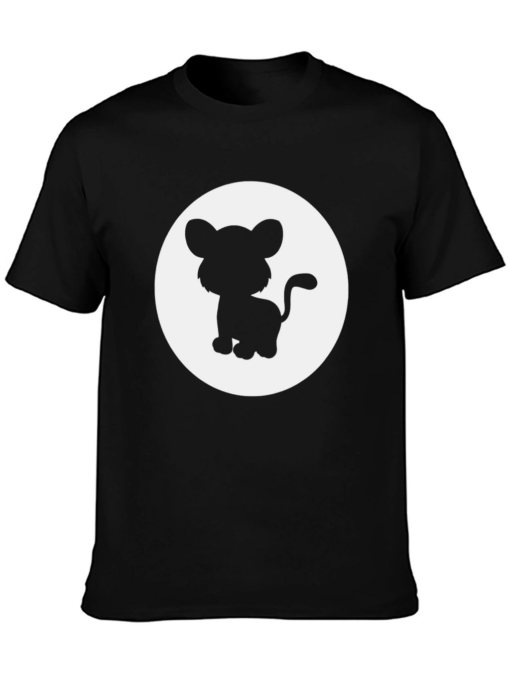 Cute Lion Cub Graphic Tee - Black T-Shirt