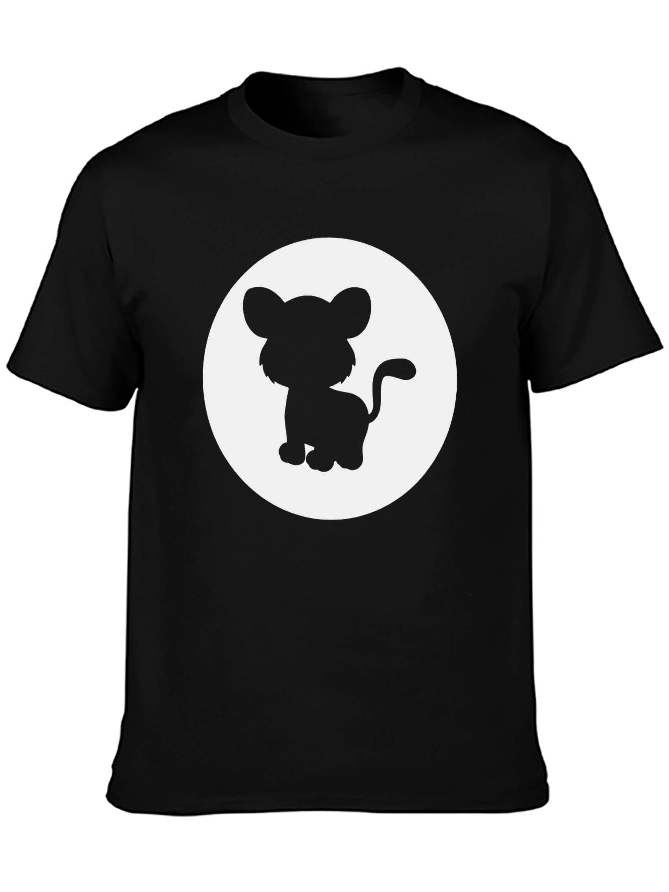 Cute Lion Cub Graphic Tee - Black T-Shirt