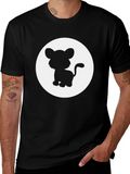 Cute Lion Cub Graphic Tee - Black T-Shirt
