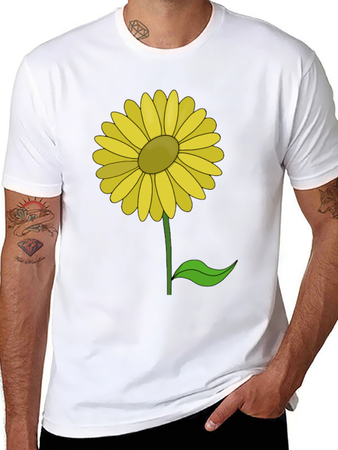 Sunflower Graphic Print Black T-Shirt