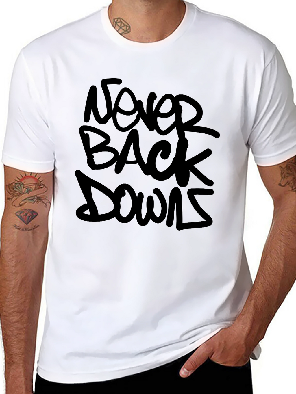 Never Back Down Black Graphic Tee for Men