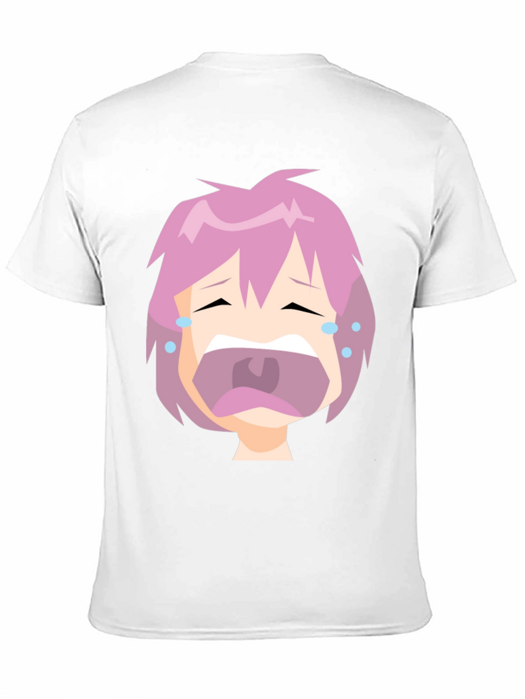 Crying Anime Face Black T-Shirt