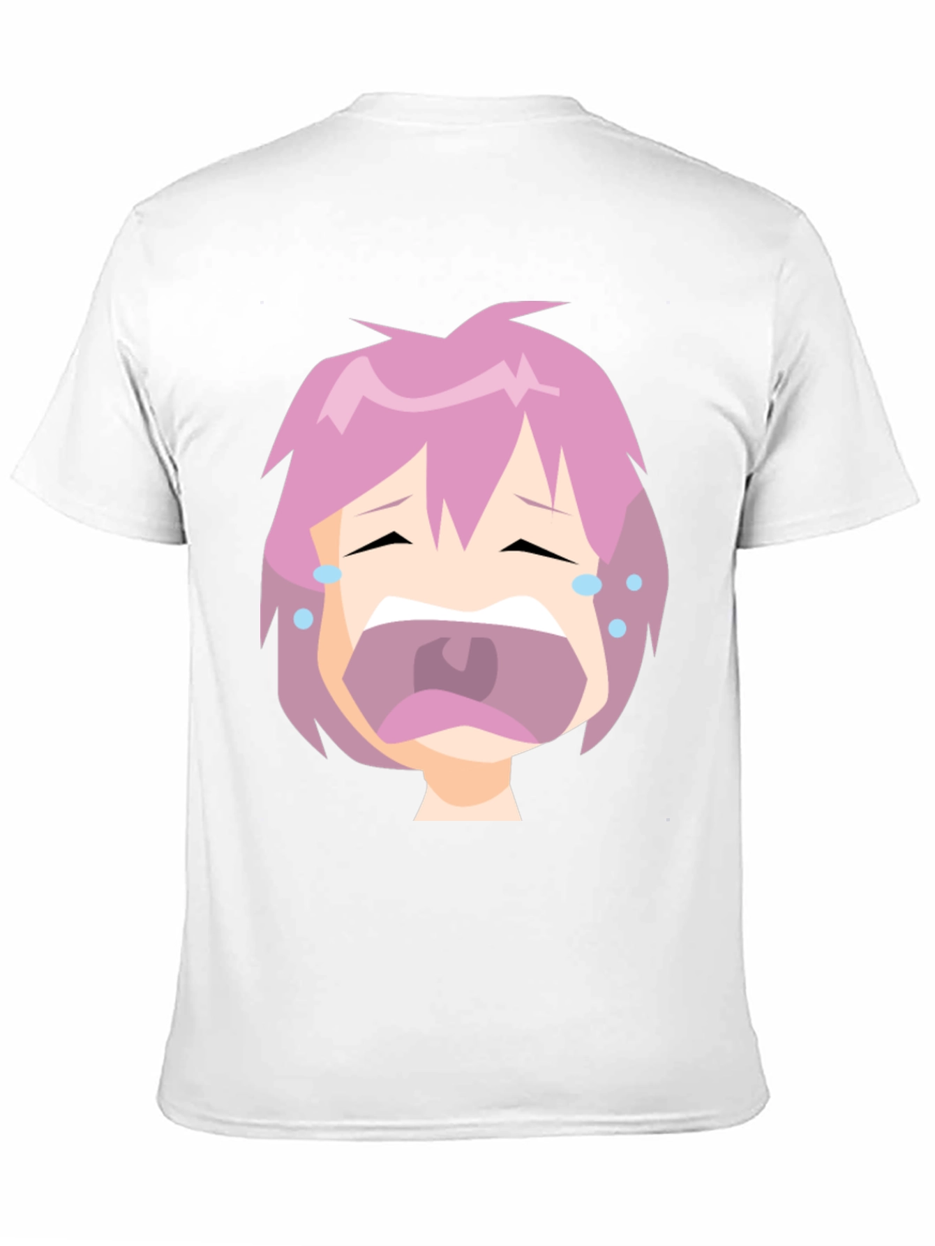 Crying Anime Face Black T-Shirt