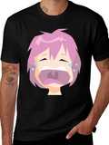 Crying Anime Face Black T-Shirt