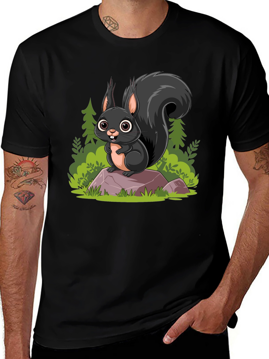 Squirrel Cartoon Graphic Tee