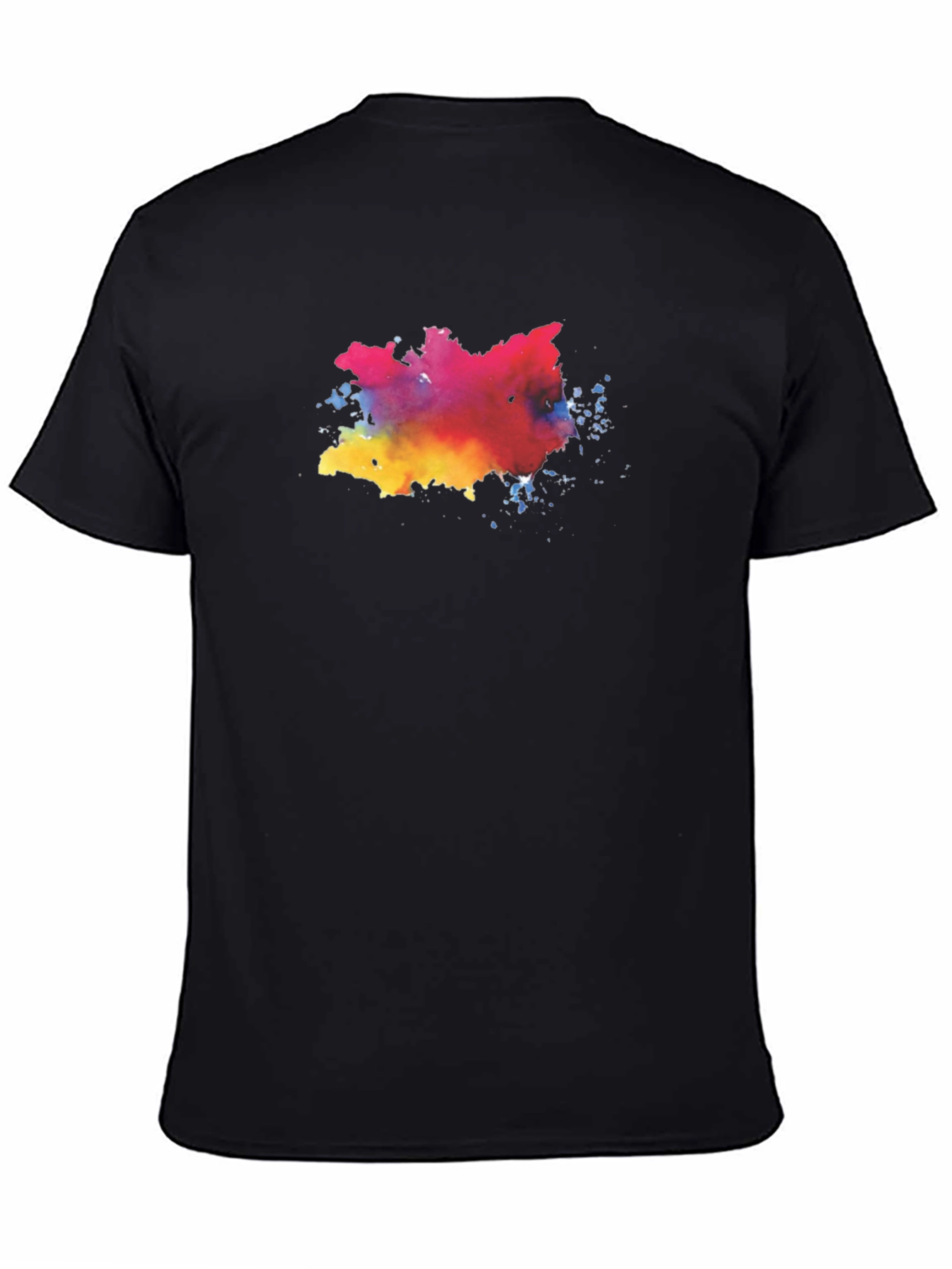 Abstract Watercolor Splash Graphic Black T-Shirt