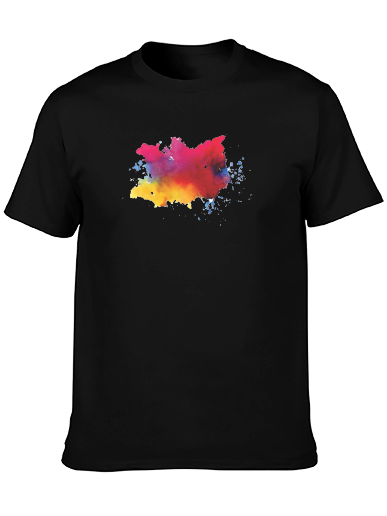 Abstract Watercolor Splash Graphic Black T-Shirt
