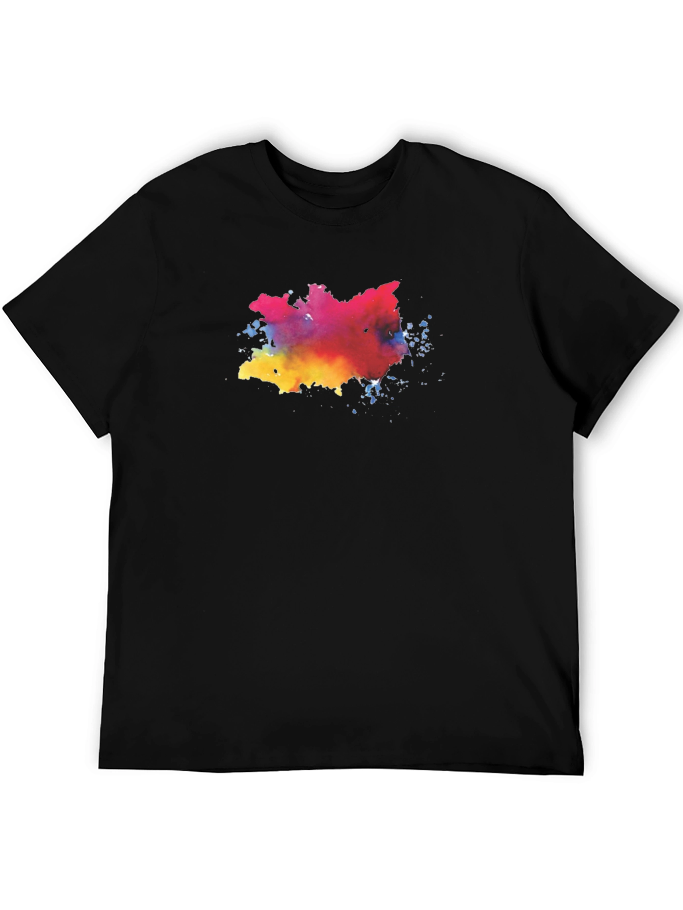 Abstract Watercolor Splash Graphic Black T-Shirt