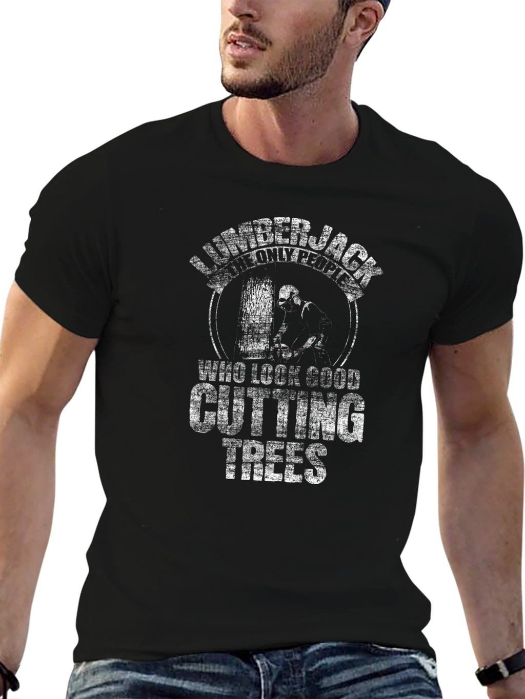 Lumberjack Cutting Trees Graphic T-Shirt