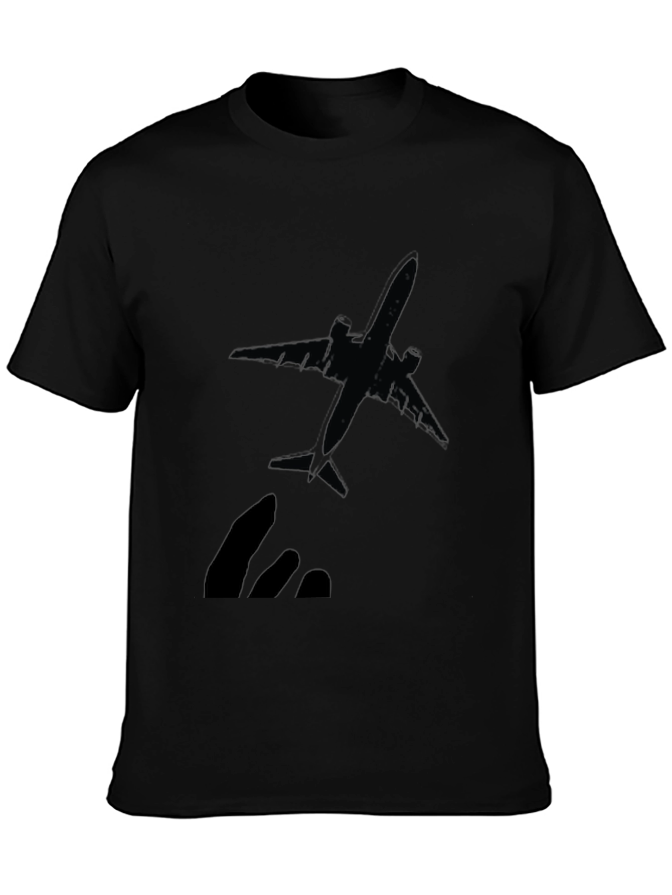 Airplane Graphic T-Shirt - Black Crew Neck Tee