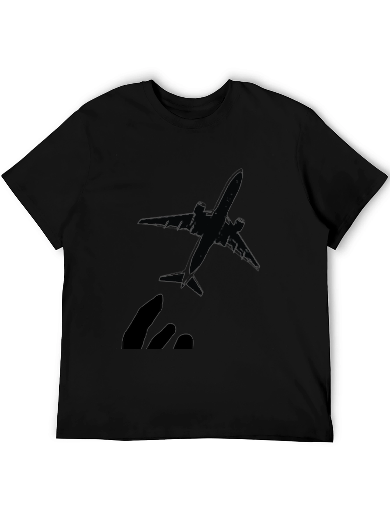 Airplane Graphic T-Shirt - Black Crew Neck Tee