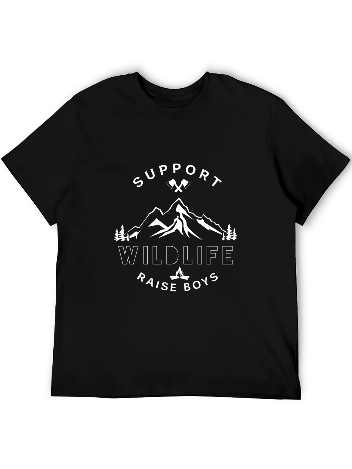 Support Wildlife Raise Boys Black Graphic T-Shirt