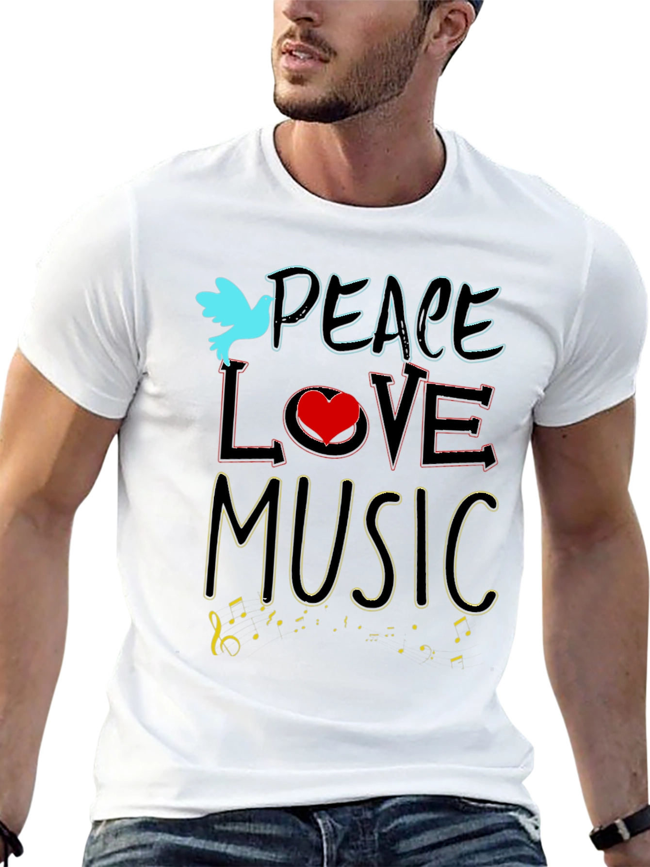 Peace Love Music T-Shirt - Stylish Graphic Tee