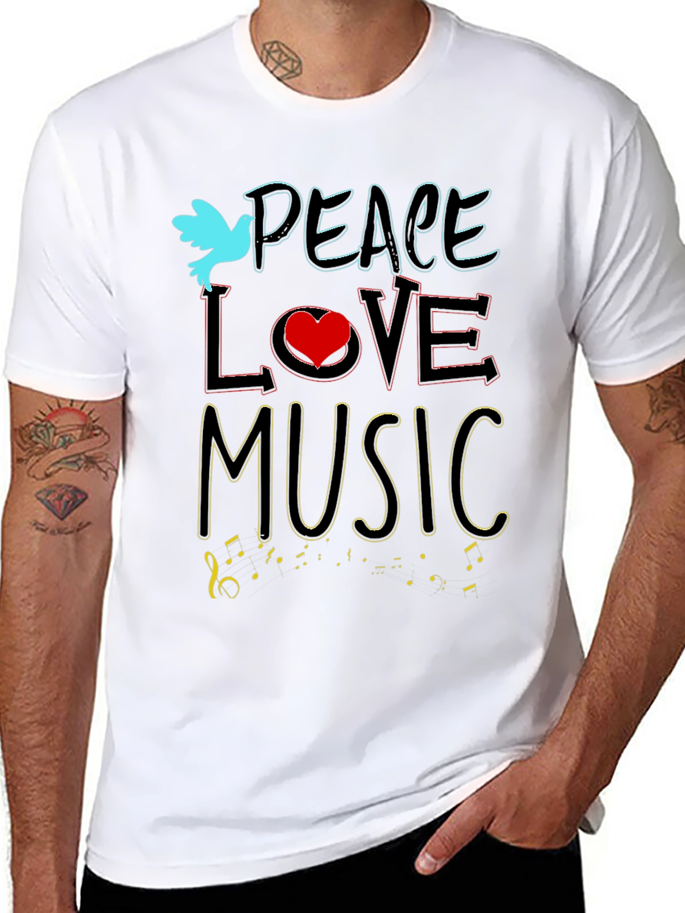 Peace Love Music T-Shirt - Stylish Graphic Tee