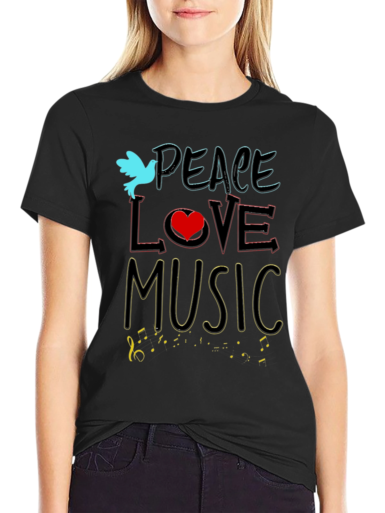 Peace Love Music T-Shirt - Stylish Graphic Tee