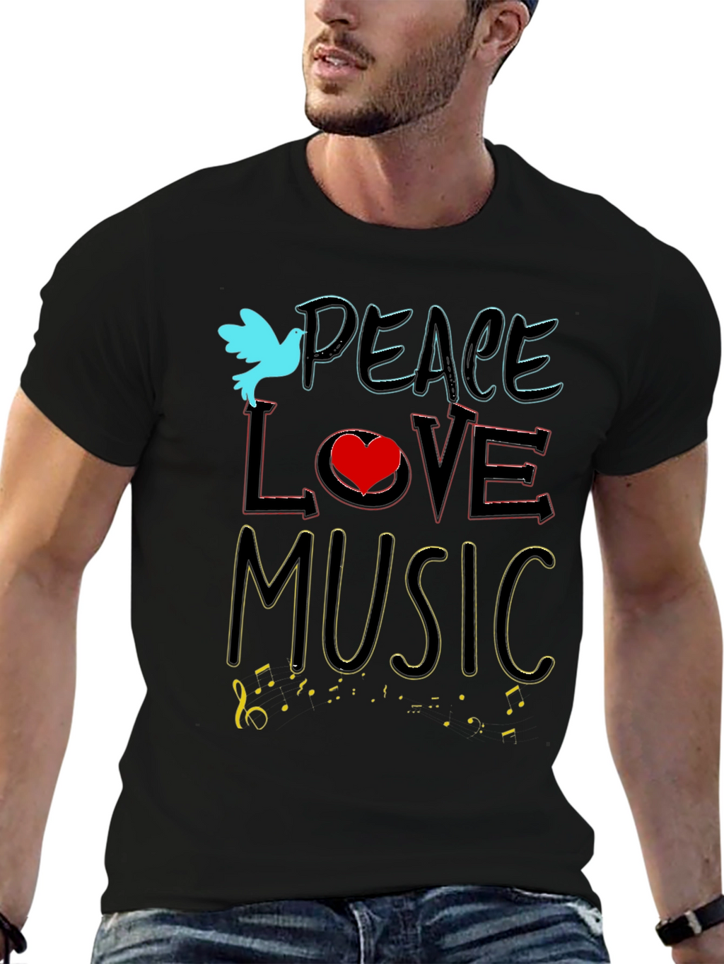 Peace Love Music T-Shirt - Stylish Graphic Tee