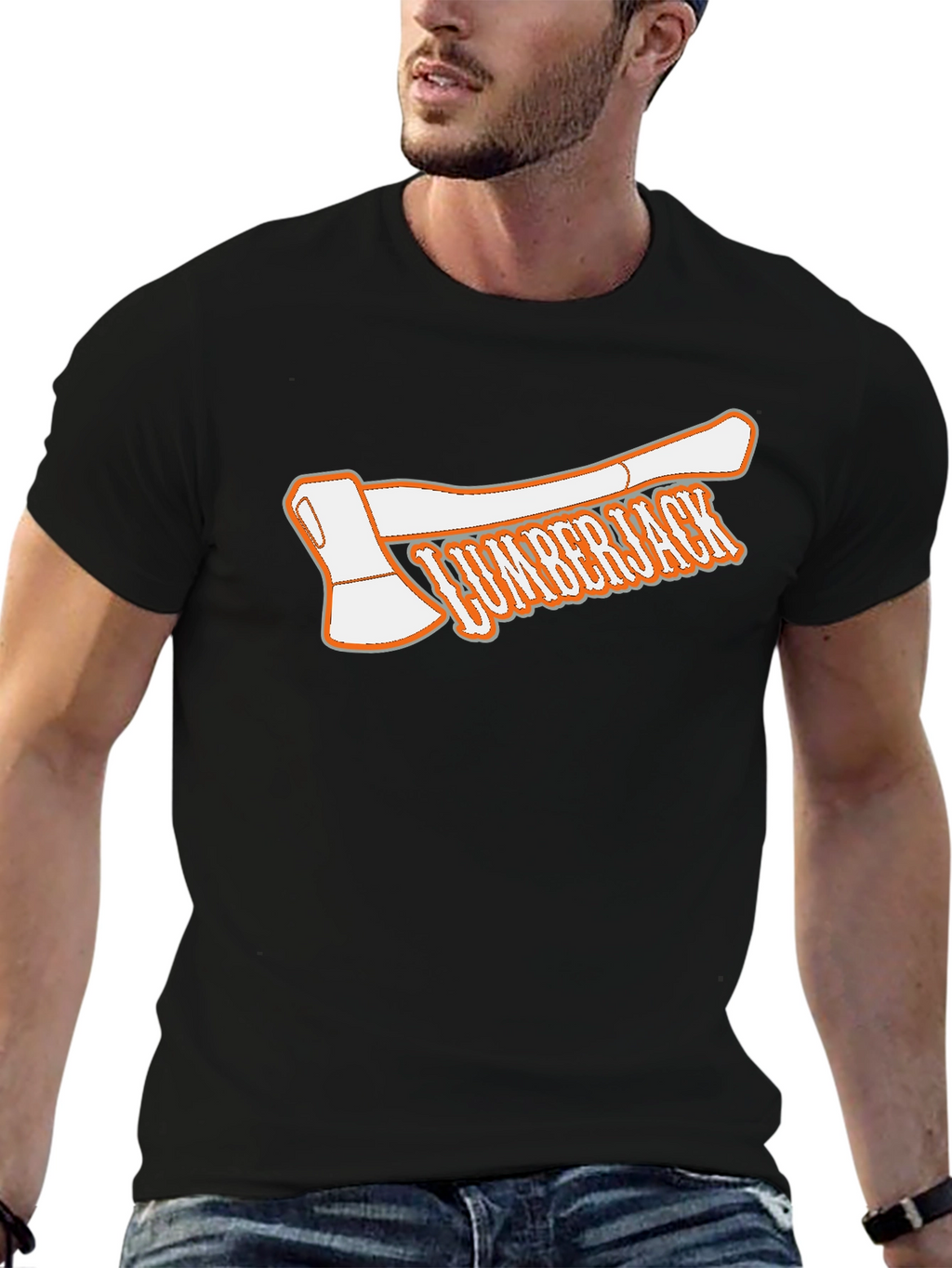 Lumberjack Axe Graphic Tee - Black Cotton T-Shirt