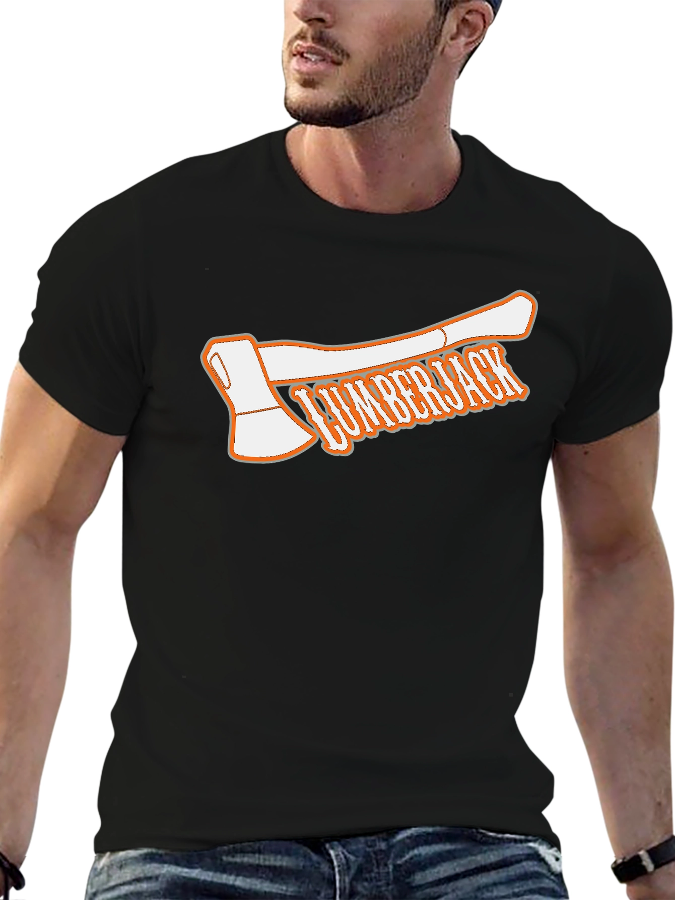 Lumberjack Axe Graphic Tee - Black Cotton T-Shirt