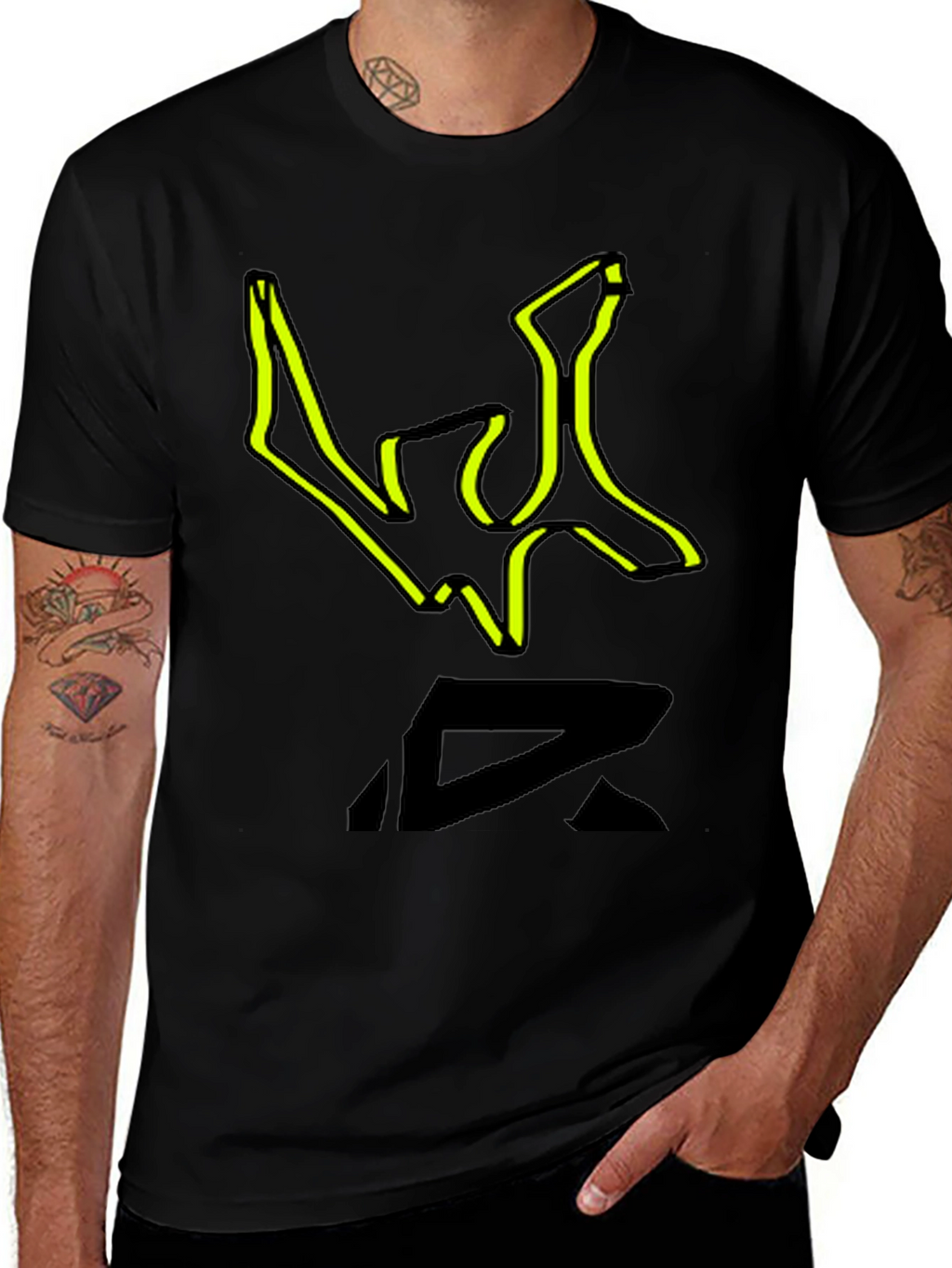 Edgy Graphic Print Black T-Shirt