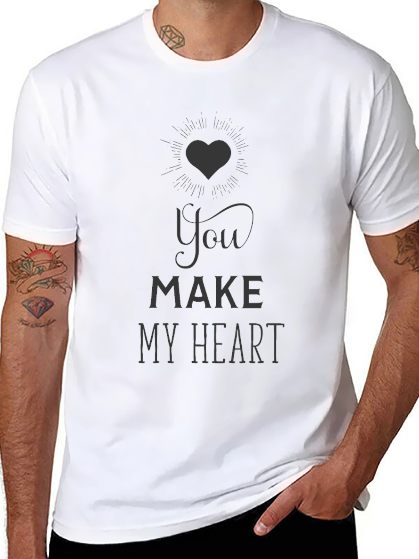 You Make My Heart T-Shirt - Black Graphic Tee