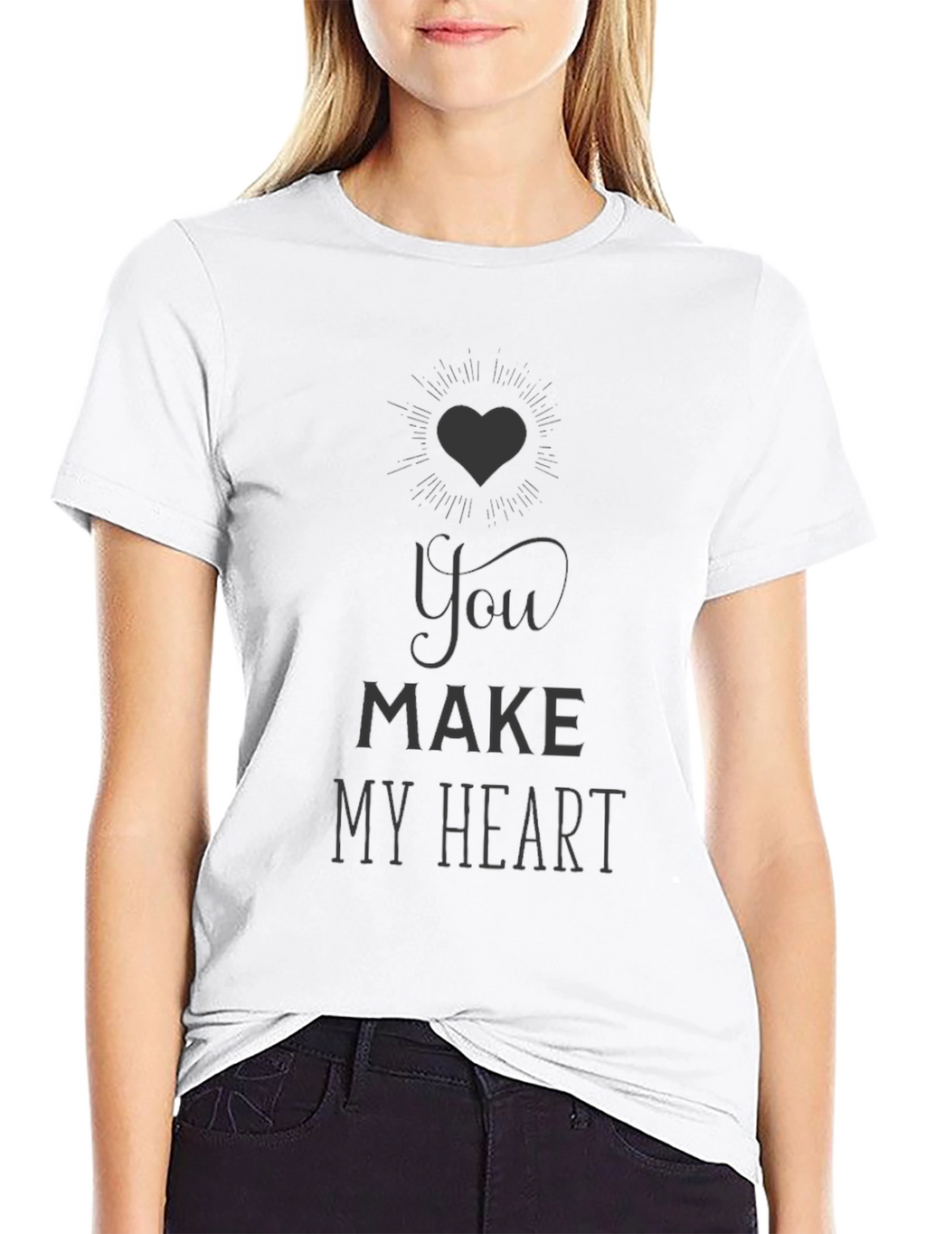 You Make My Heart T-Shirt - Black Graphic Tee