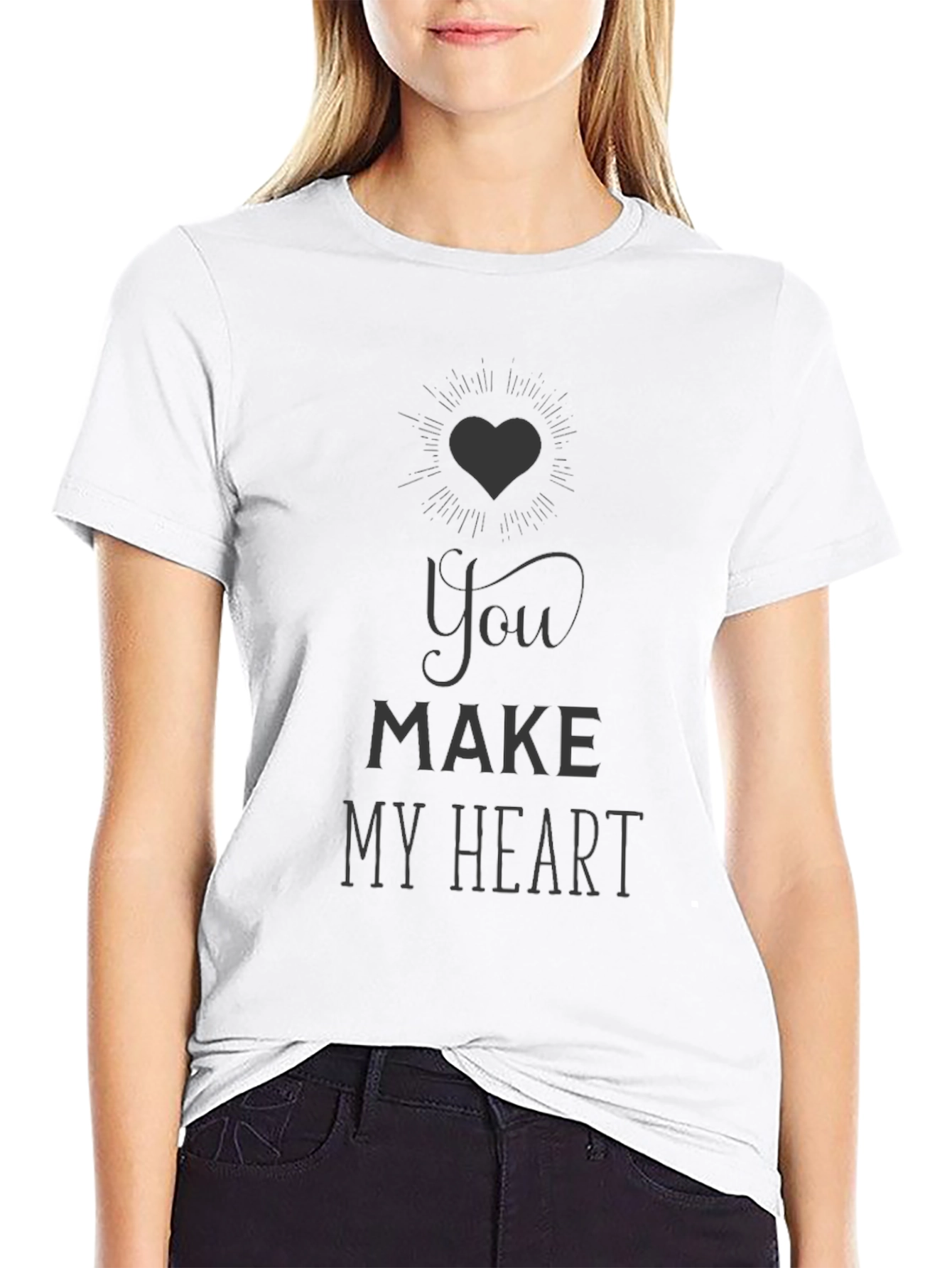 You Make My Heart T-Shirt - Black Graphic Tee
