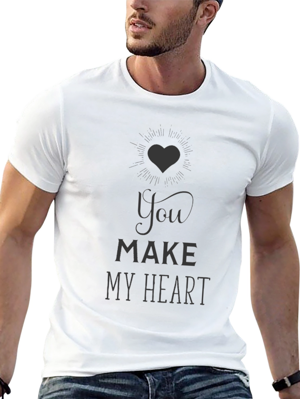 You Make My Heart T-Shirt - Black Graphic Tee