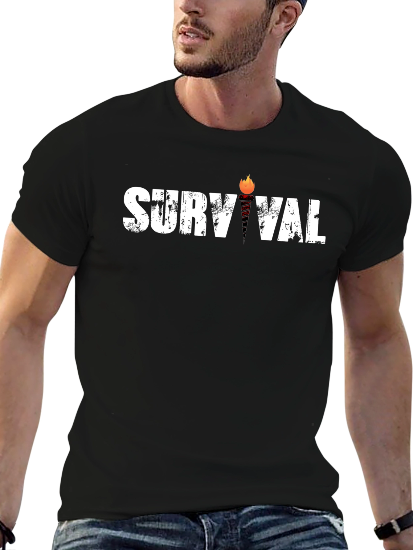 Survival Graphic Tee - Black Cotton Blend