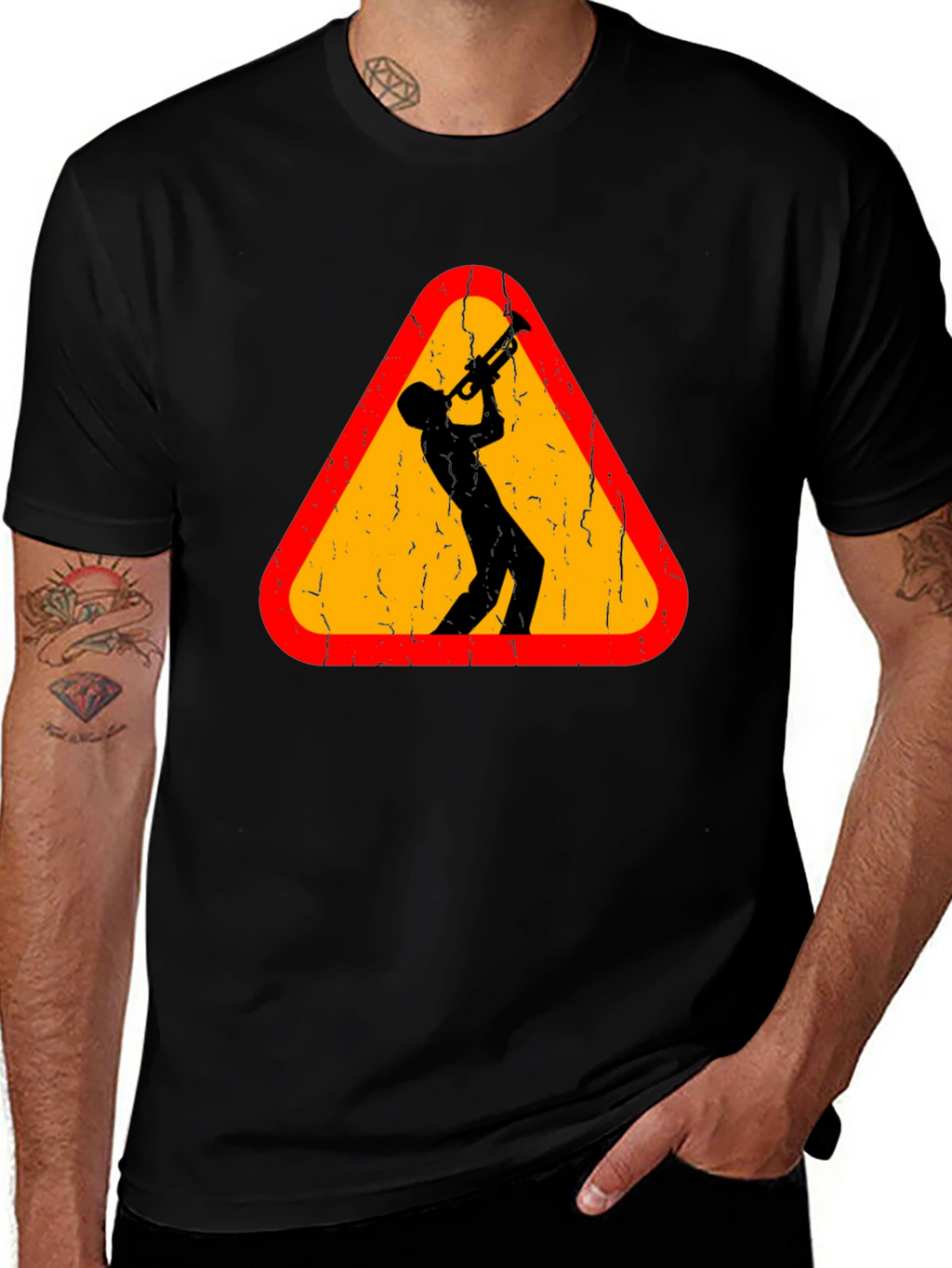 Jazz Musician Warning Sign Graphic Tee
