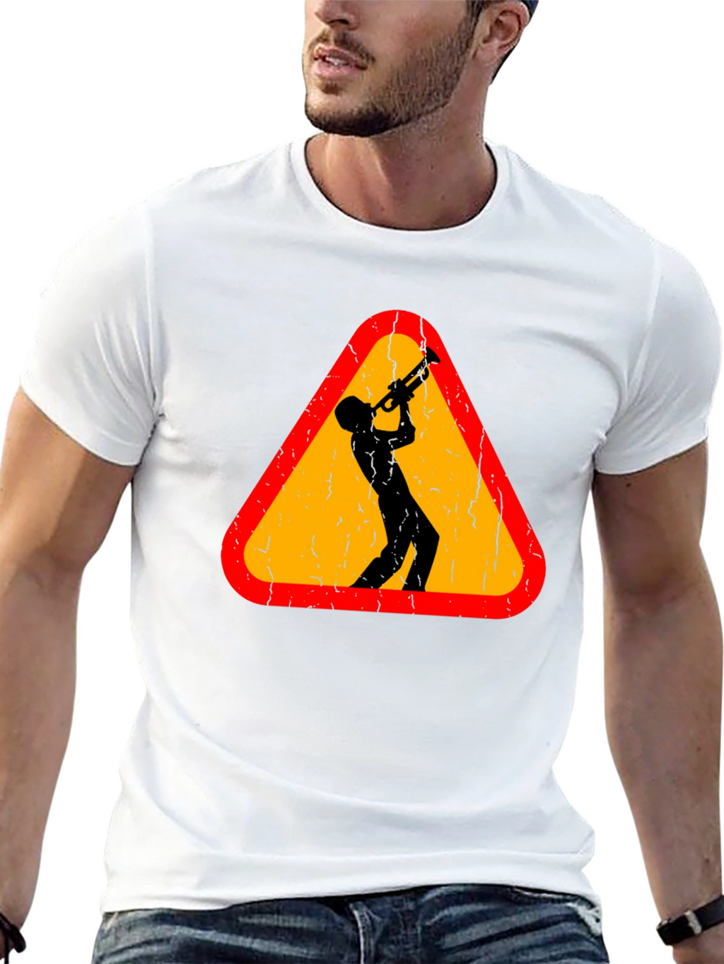 Jazz Musician Warning Sign Graphic Tee