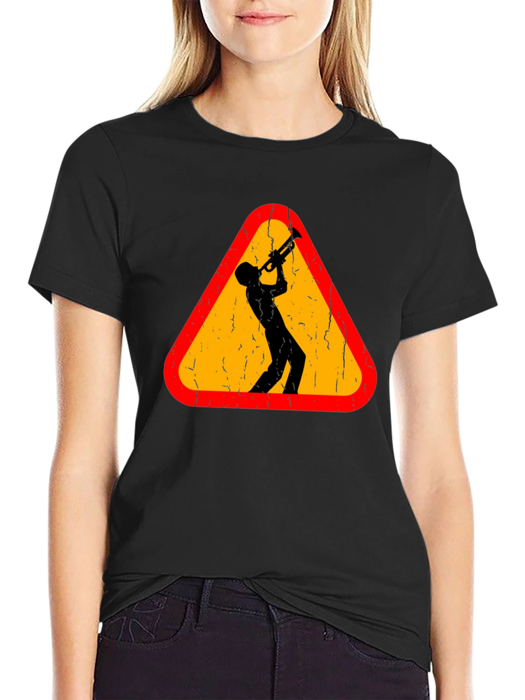 Jazz Musician Warning Sign Graphic Tee