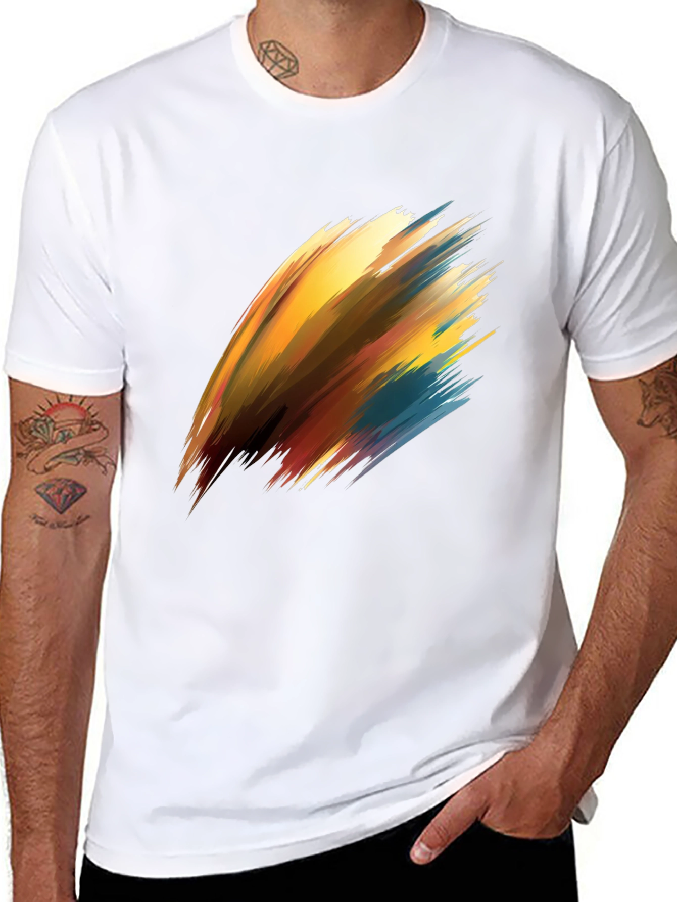Abstract Brush Stroke Graphic Black T-Shirt