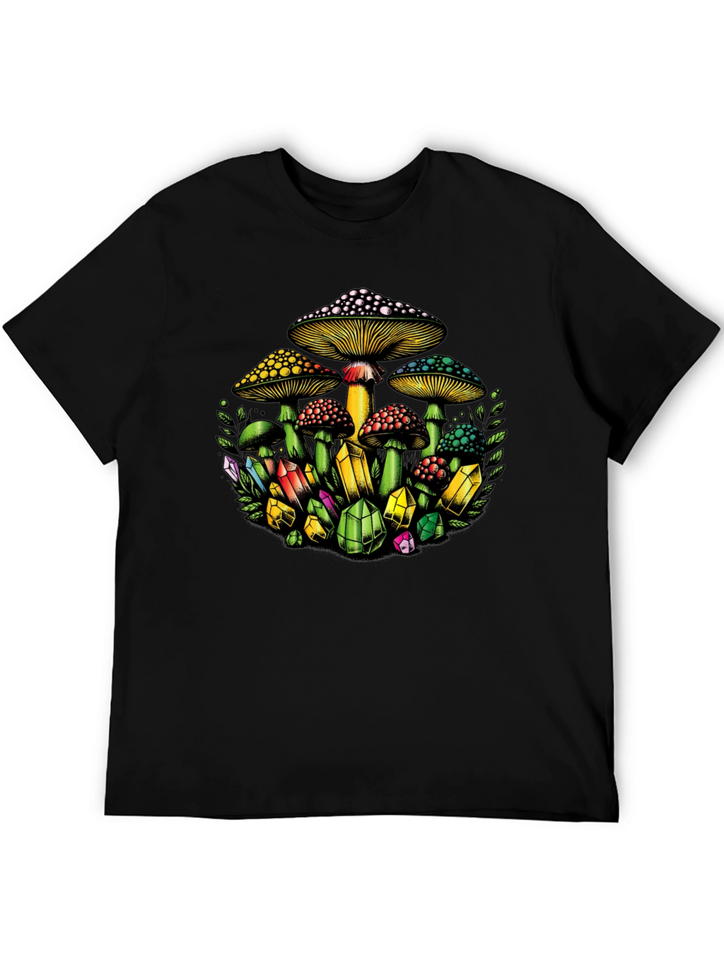Mushroom and Crystal Graphic T-Shirt