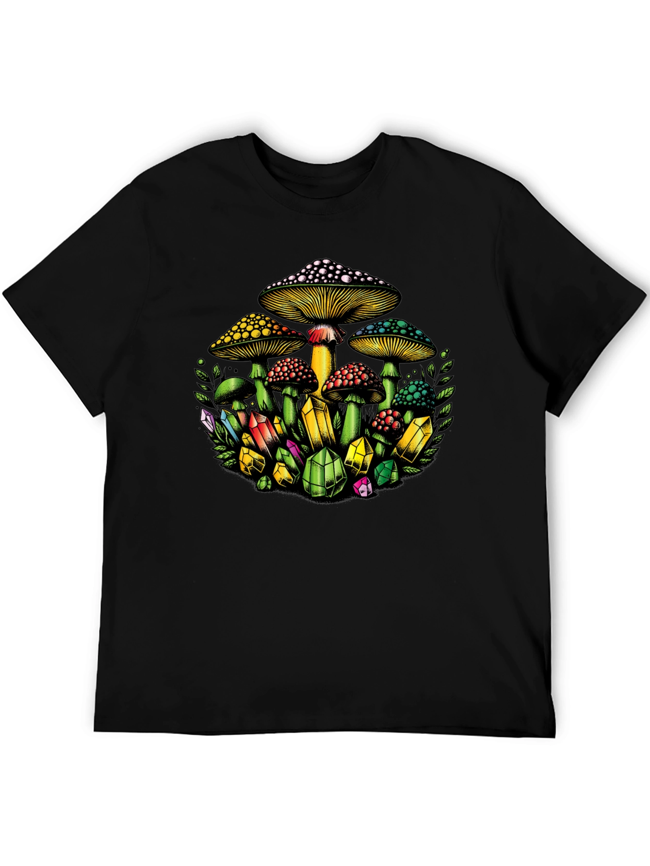 Mushroom and Crystal Graphic T-Shirt