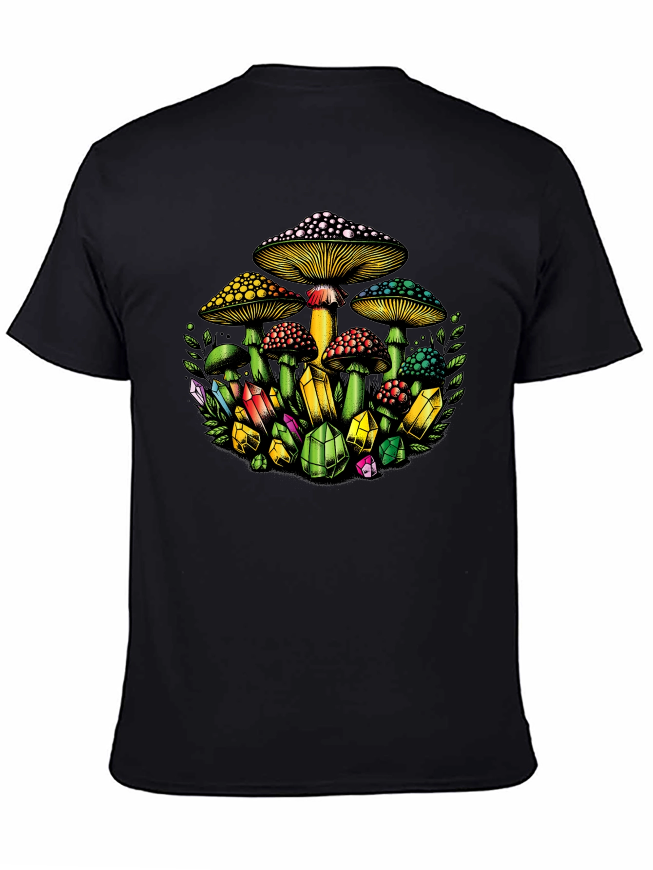 Mushroom and Crystal Graphic T-Shirt