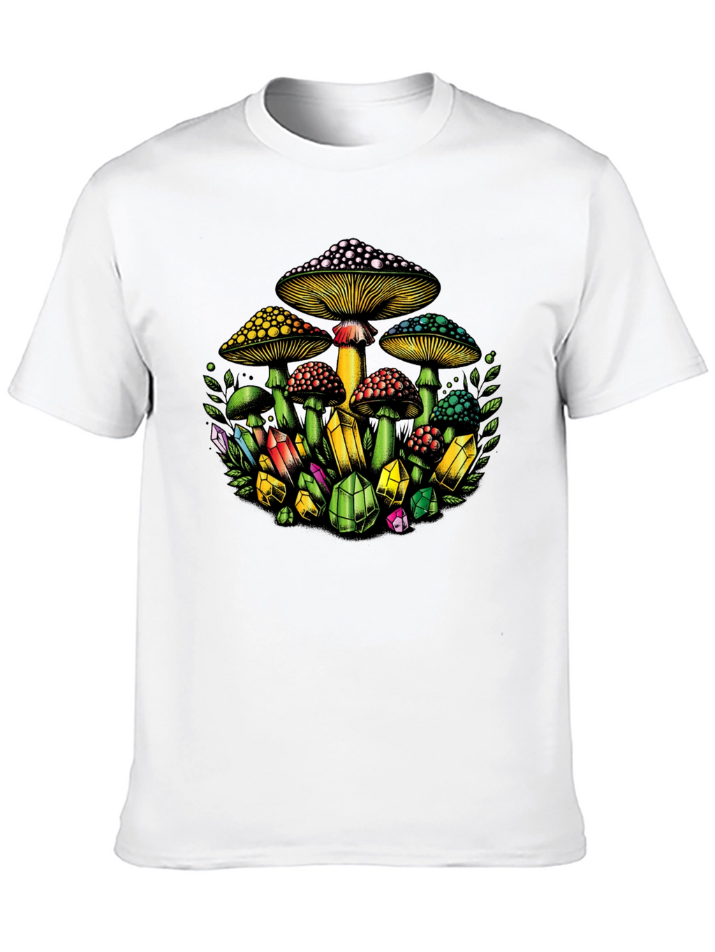 Mushroom and Crystal Graphic T-Shirt