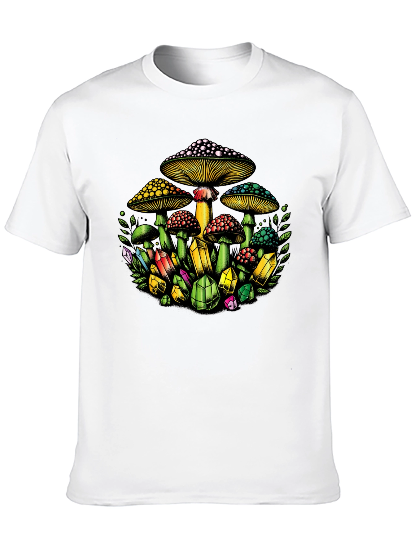 Mushroom and Crystal Graphic T-Shirt