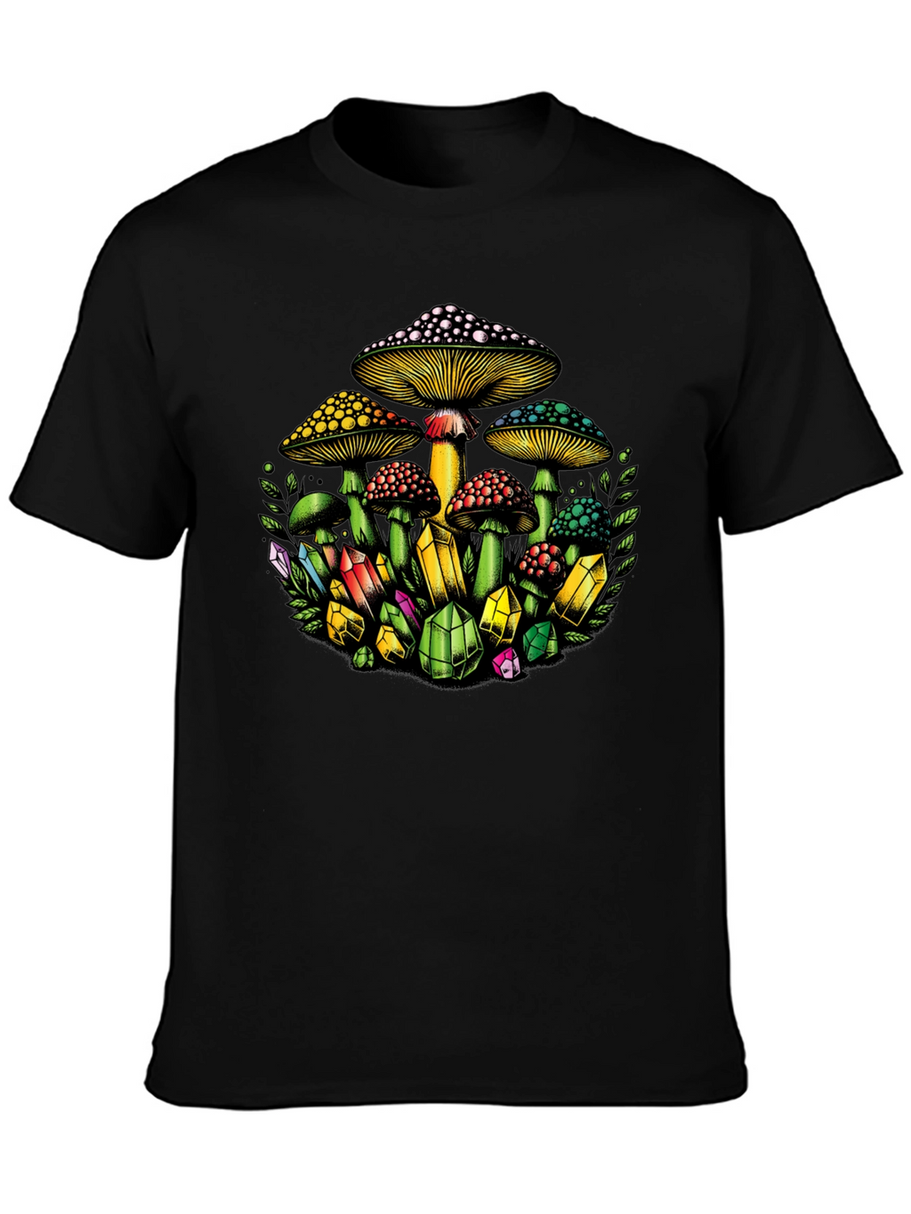 Mushroom and Crystal Graphic T-Shirt
