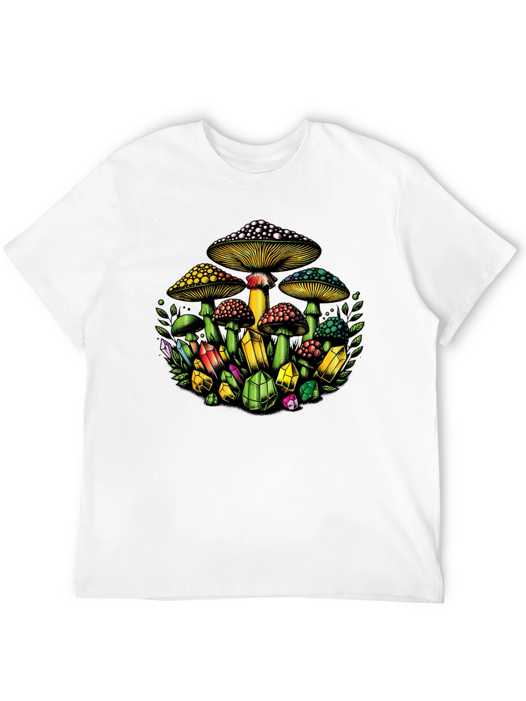 Mushroom and Crystal Graphic T-Shirt