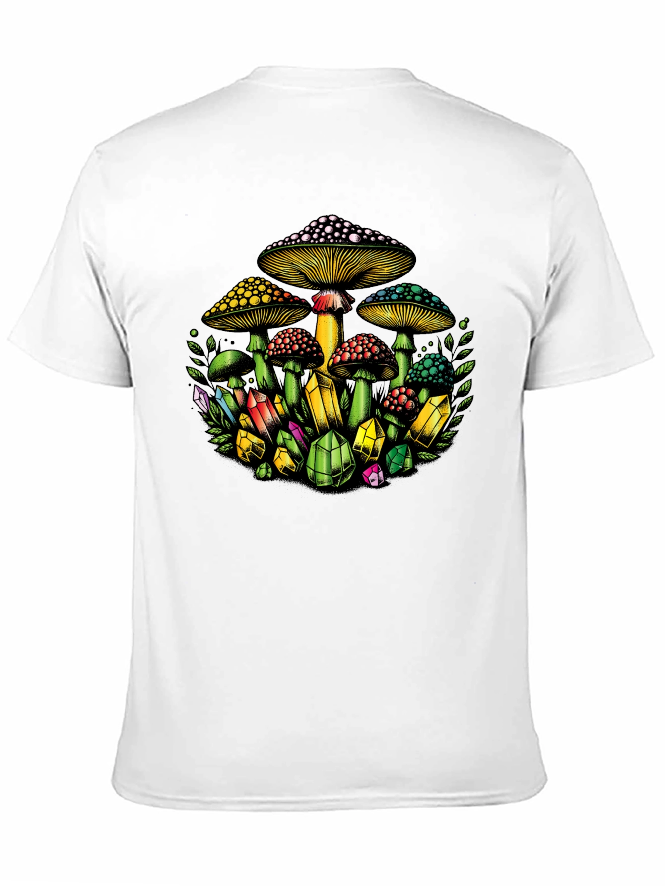 Mushroom and Crystal Graphic T-Shirt