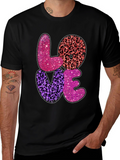 LOVE Graphic Tee - Stylish Leopard Print Valentines T-Shirt