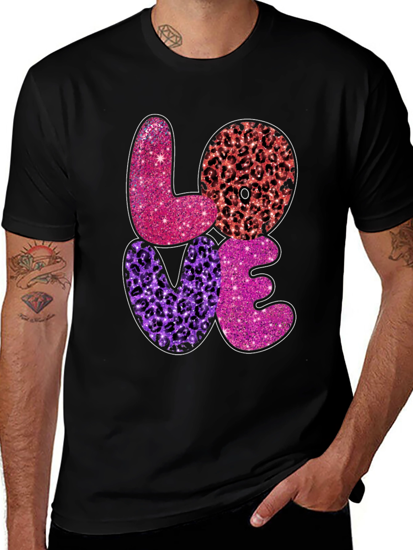 LOVE Graphic Tee - Stylish Leopard Print Valentines T-Shirt