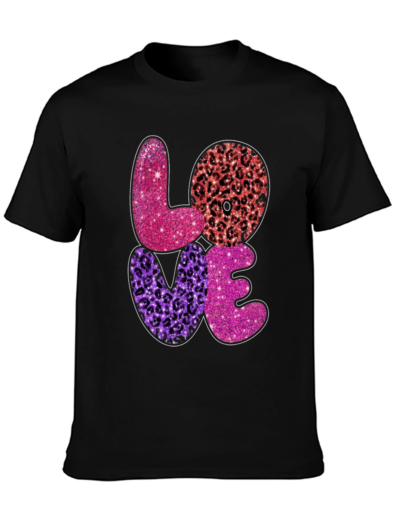 LOVE Graphic Tee - Stylish Leopard Print Valentines T-Shirt