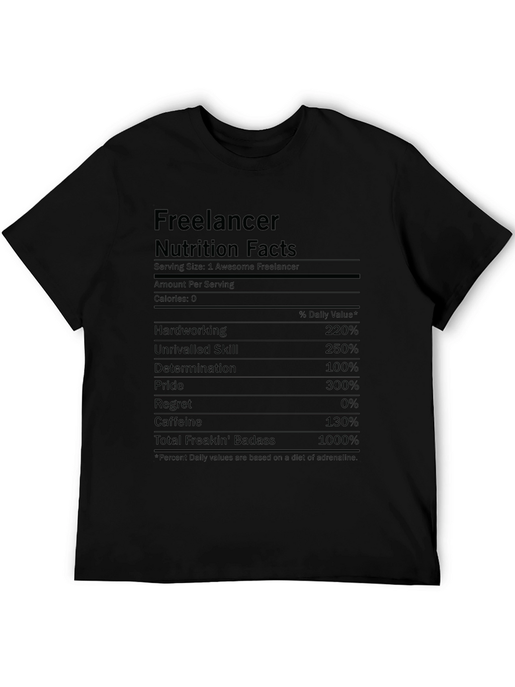 Freelancer Nutrition Facts Black T-Shirt